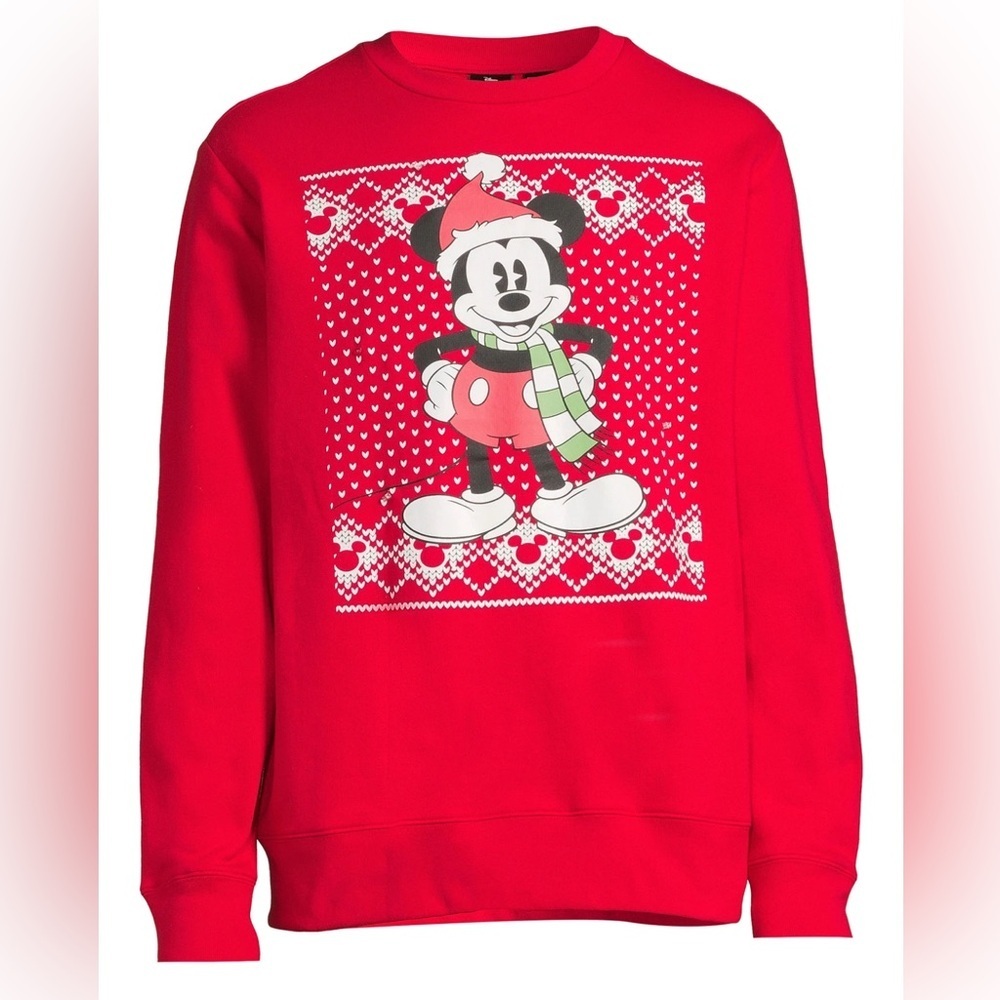 DISNEY SANTA MICKEY MOUSE CHRISTMAS SWEATSHIRT LIGHT UP UGLY SWEATER ADULTS LG